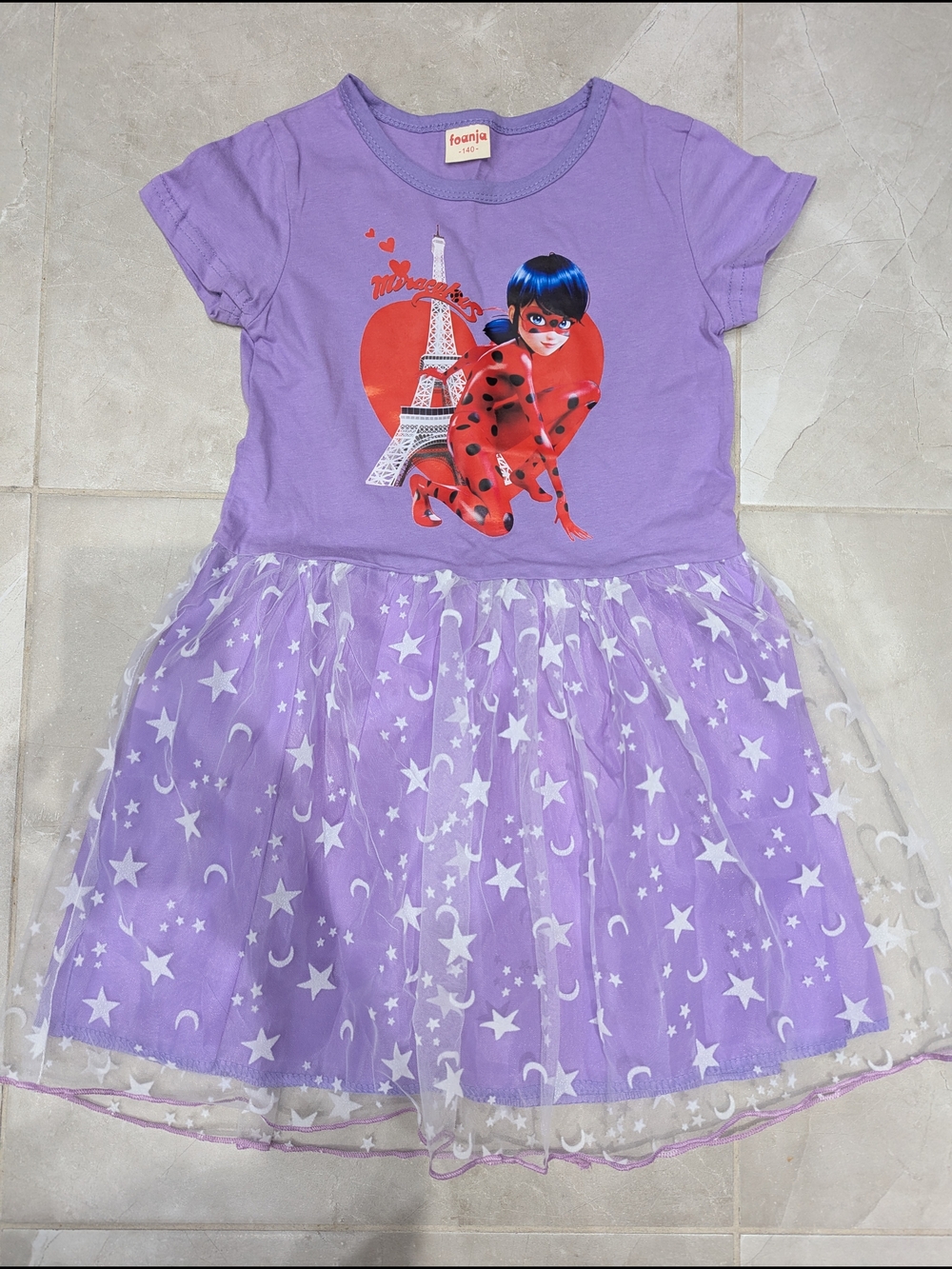 5/$35 NWOT Miraculous Ladybug Girls Purple Tulle Dress – Size 140 (9–10Y)